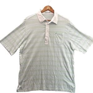 Criquet 100% Organic Cotton Spring Stripe Short Sleeve Polo Shirt Men XL